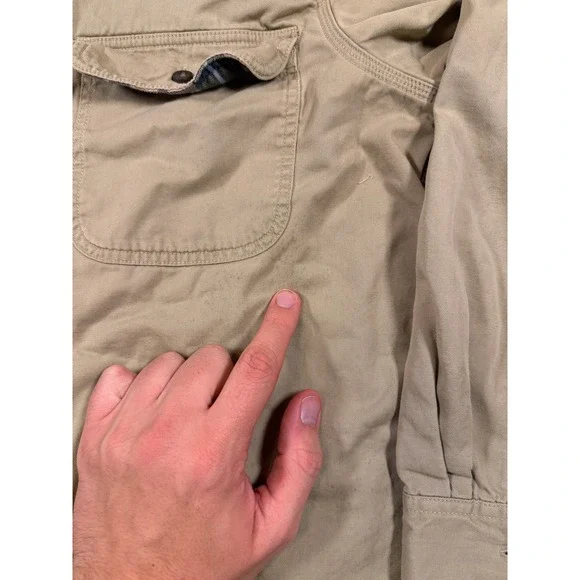 LL Bean Corduroy Shirt Jacket Men's M Plaid Flannel Lined Brown Chore Coat VTG - Picture 15 of 16